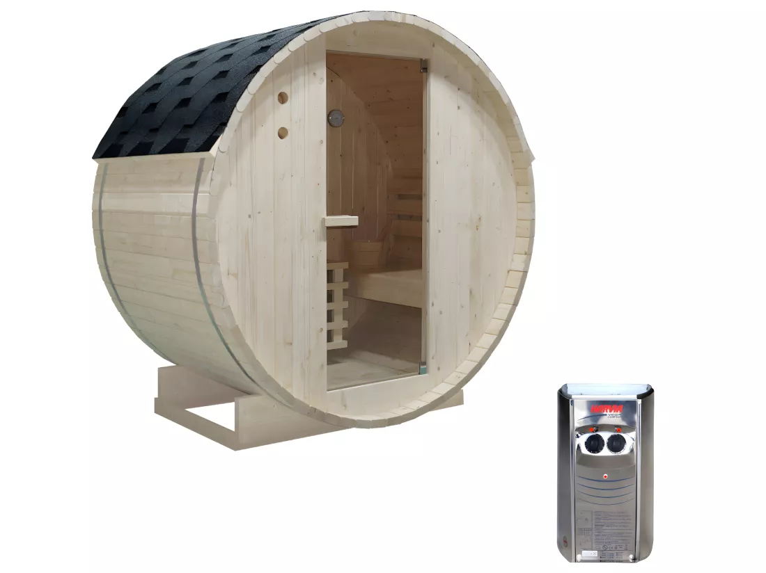 Sauna d'extérieur 2 places avec poêle 3,5KW - L185 x P120 x H190 cm - ISOKYRO
