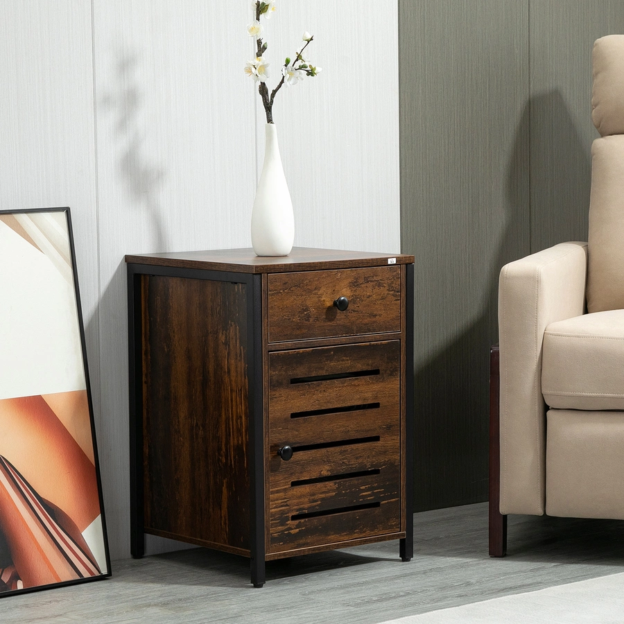 HOMCOM Nachttischschrank mit Schublade braun