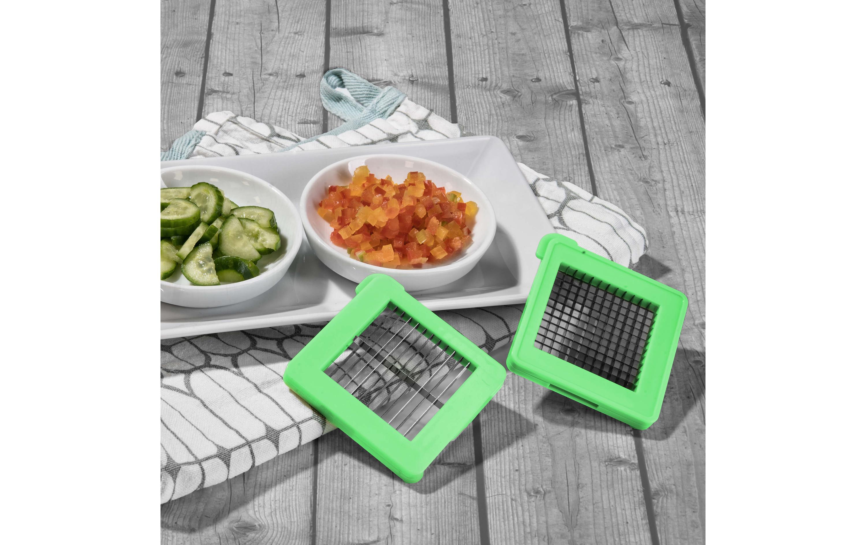 Gemüseschneider Nicer Dicer Spicy 4-teilig, GrünSchneiden, Würfeln und Reiben für perfekte Würze