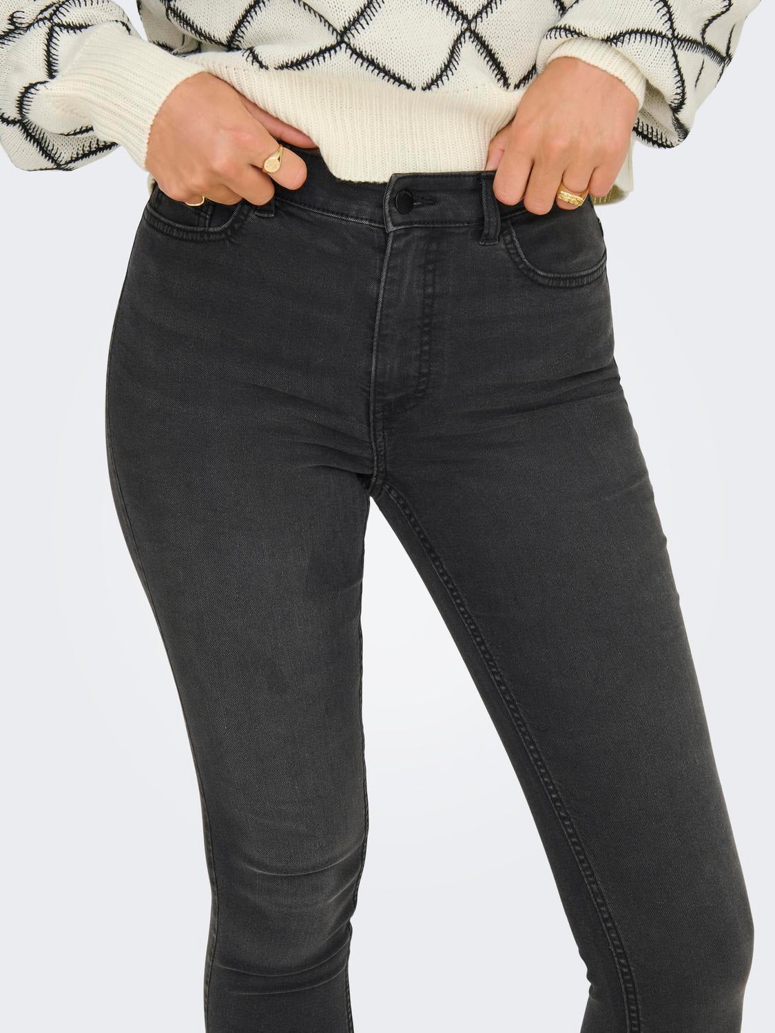 JDYMOON Hohe Taille Skinny Fit Jeans Dark Grey Denim