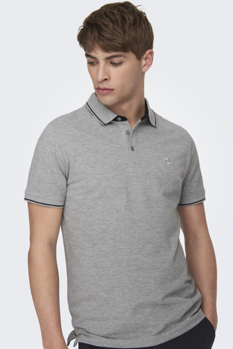 Only & Sons grijze heren polo