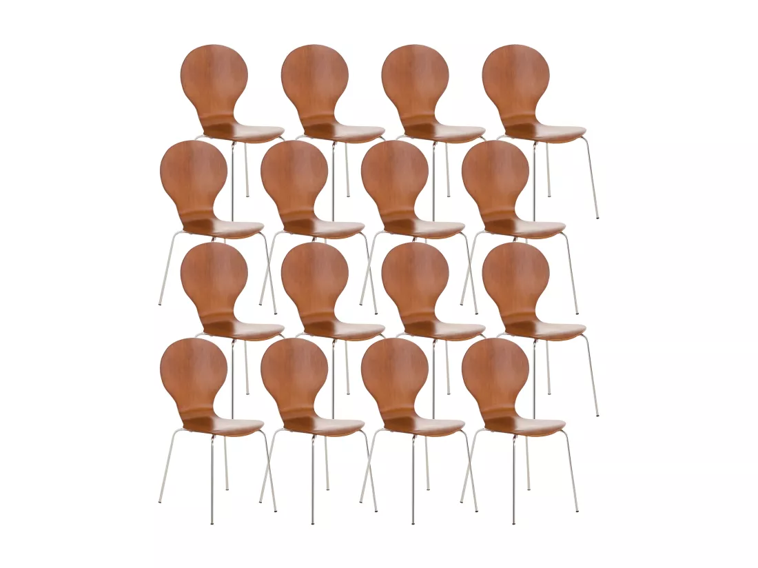 Lot de 16 Chaise de conférence - Bois - Marron - DIEGO