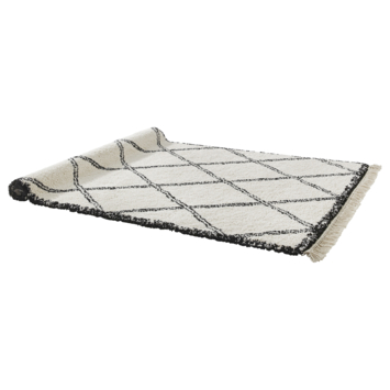 Varamin Vloerkleed Wit/Zwart Grote Ruit 35 mm 200x290 cm
