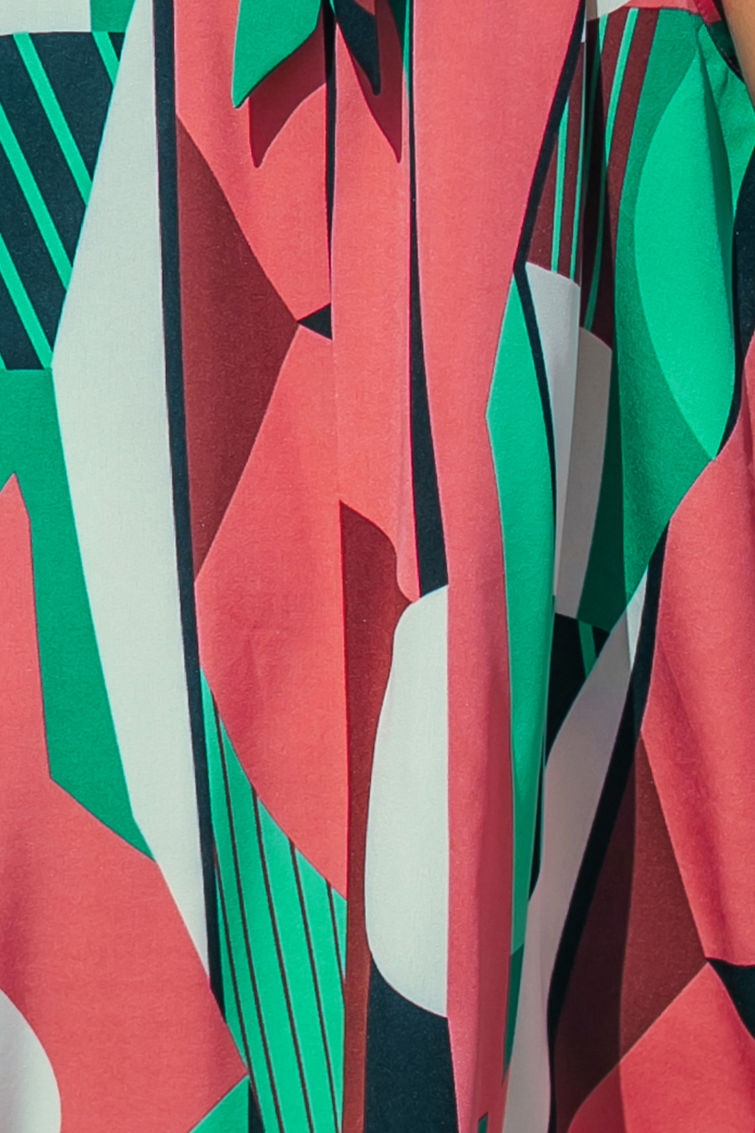 Robe mini ample sans manches à col haut vert et rose