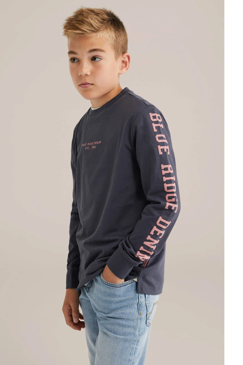 WE Fashion Blue Ridge longsleeve antraciet