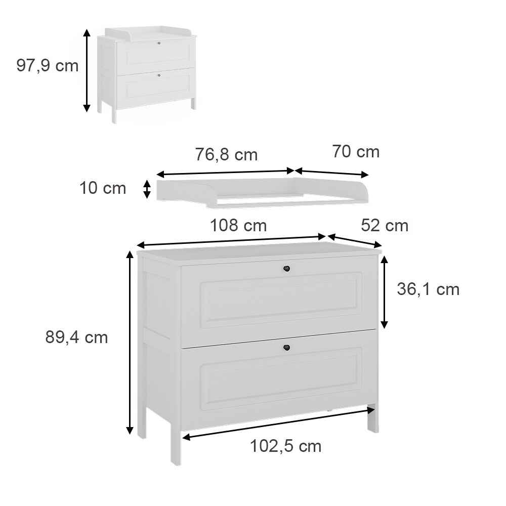 Vitalispa Wickelkommode Ajaton Weiß 108 x 98 cm