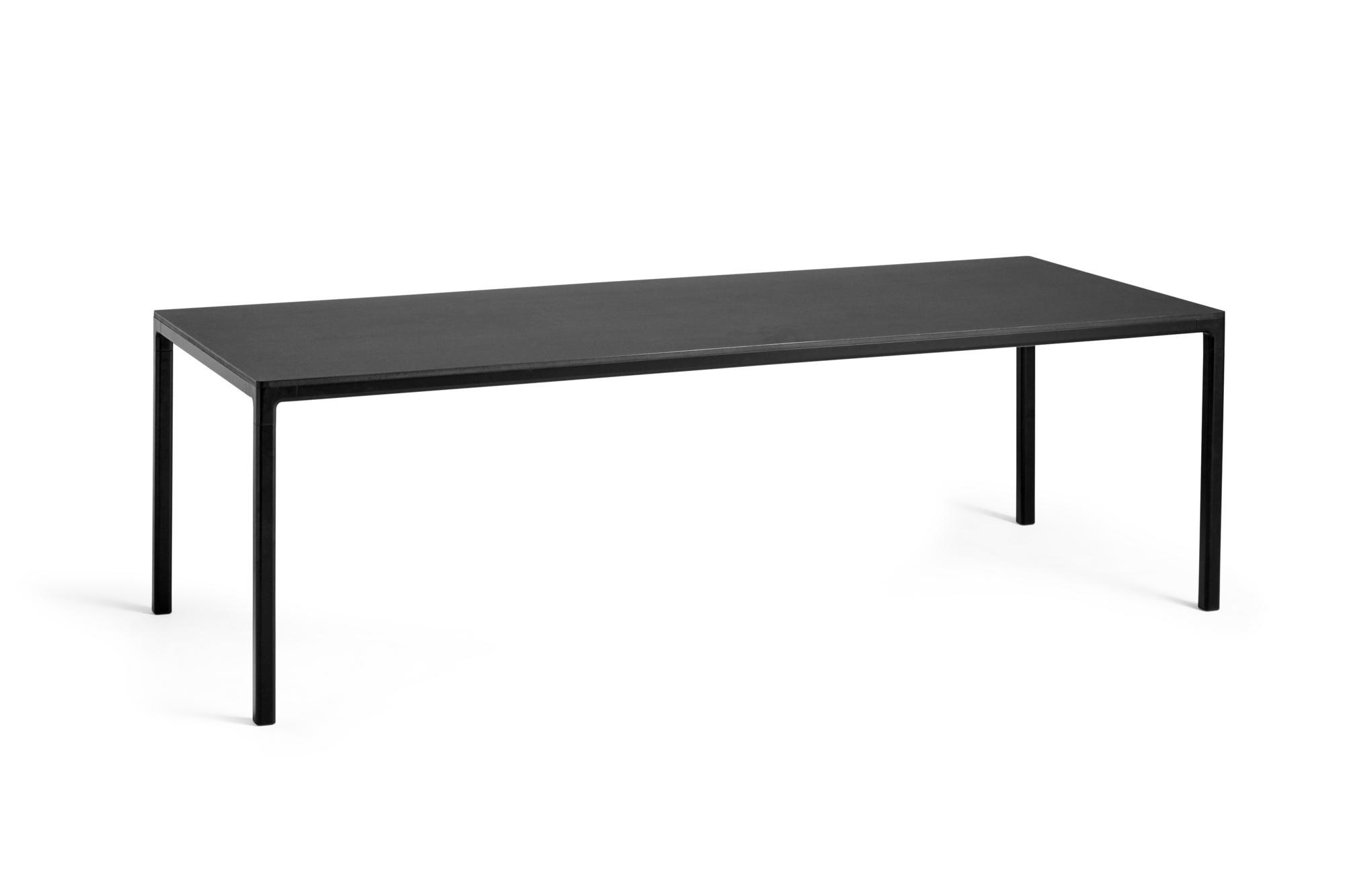 Eettafel T12 250x95 zwart onderstel zwart linoleum blad