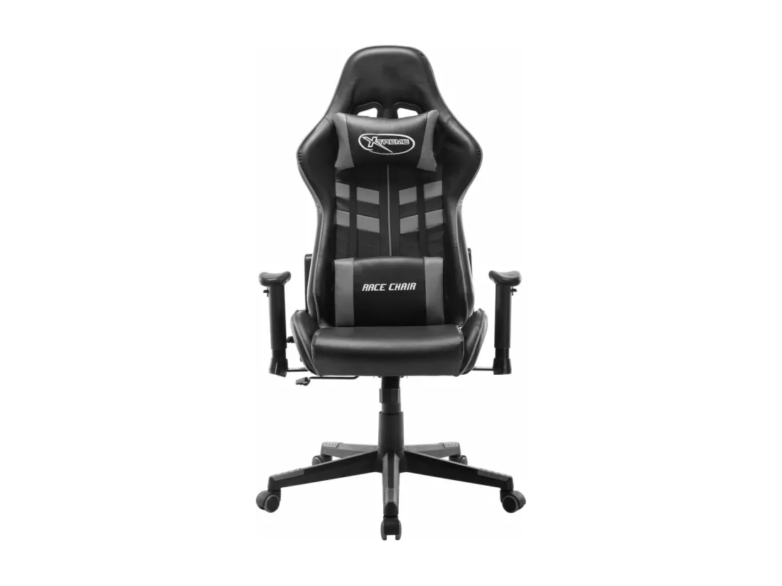 Chaise de jeu Noir et gris Cuir artificiel