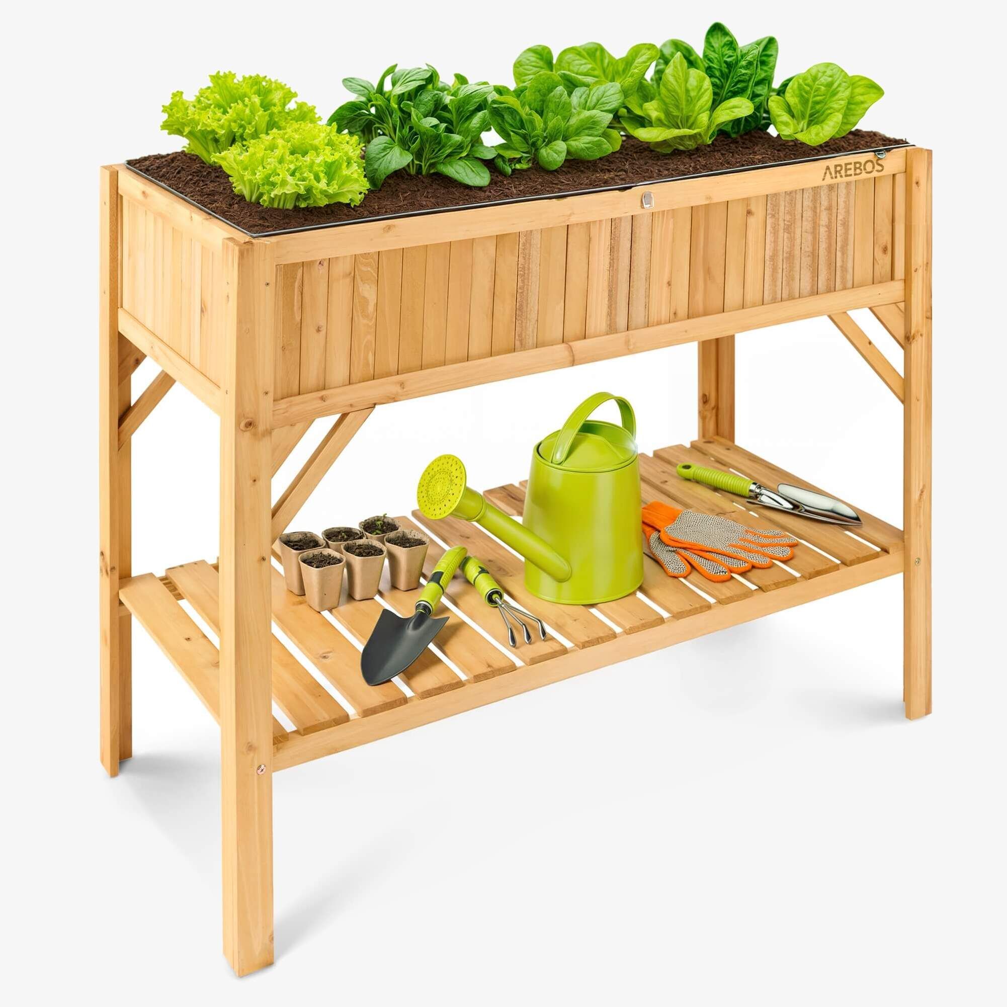 Holz Hochbeet mit Ablage