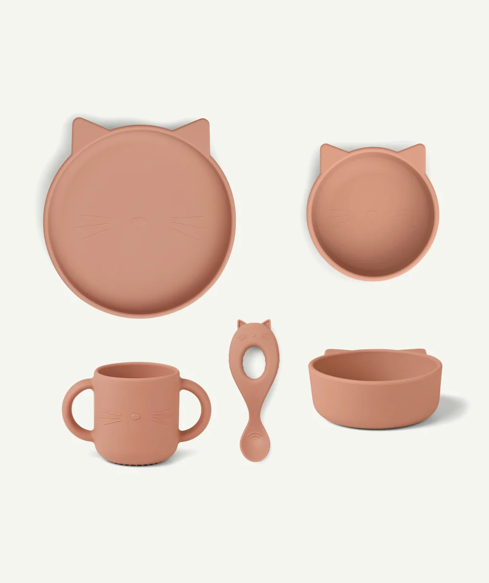 LIEWOODCOFFRET CHAT REPAS EN SILICONE VIVI ROSE