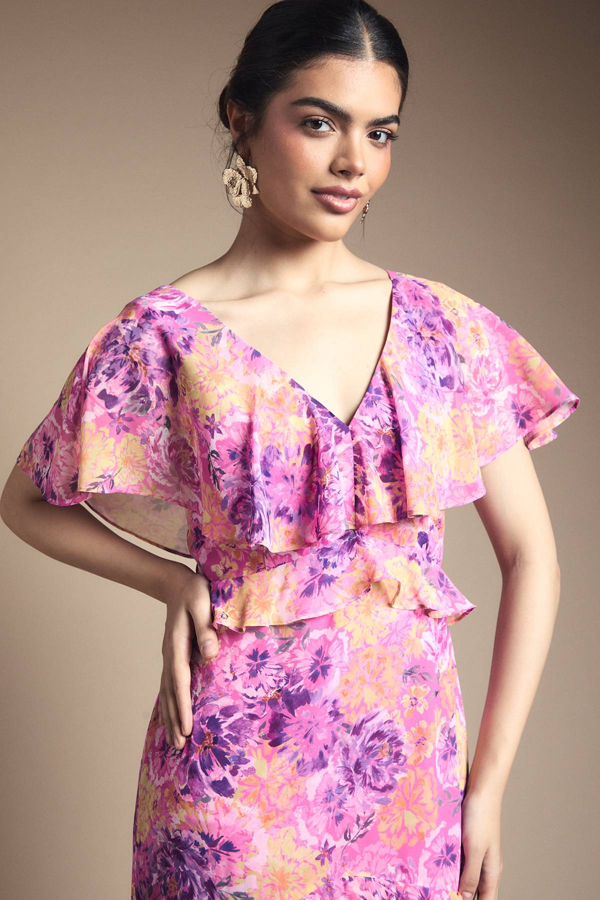 Oasis Robe Maxi à Détails Volantés