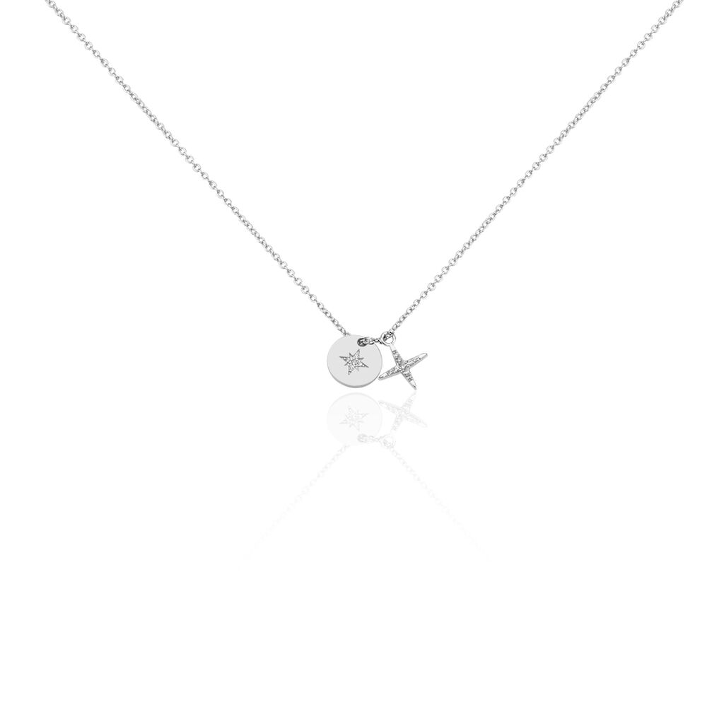 Collier Pluton Argent Blanc Oxyde De Zirconium