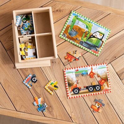 Melissa & Doug Puslespill Anleggskjøretøy 4-in-1 12 Deler