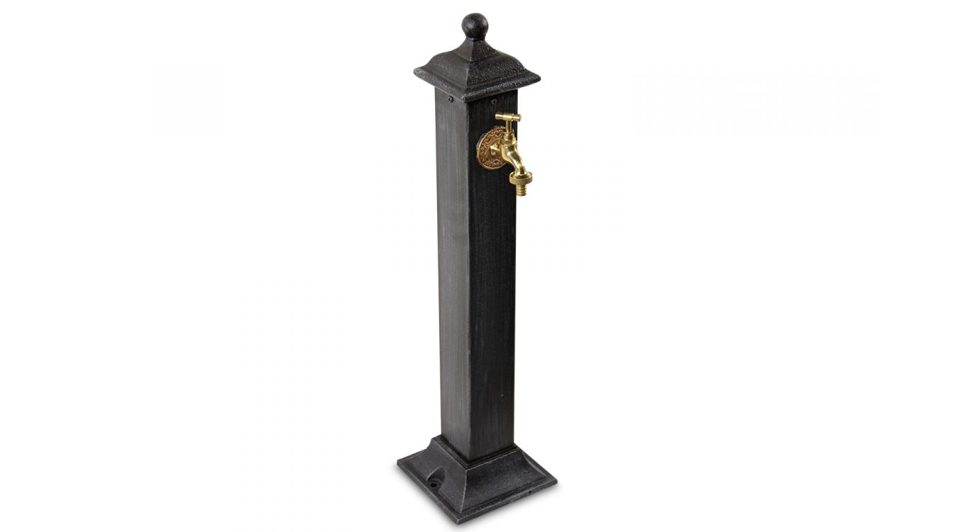 Fontaine de jardin métal gris 17.5x17.5x71cm