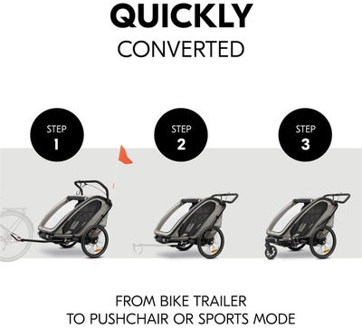 Hauck Bike N Walk Sykkelvogn, Light Grey