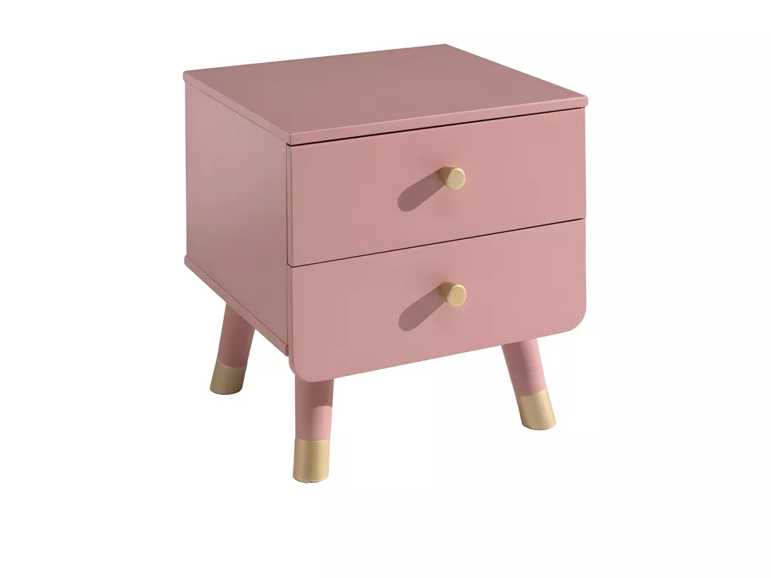 TINY PINK - Chevet 2 Tiroirs Rose et Gold