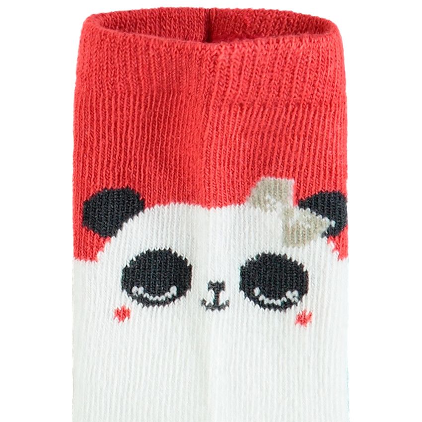 Lot de 2 paires de chaussettes motif pois et panda - Ecru