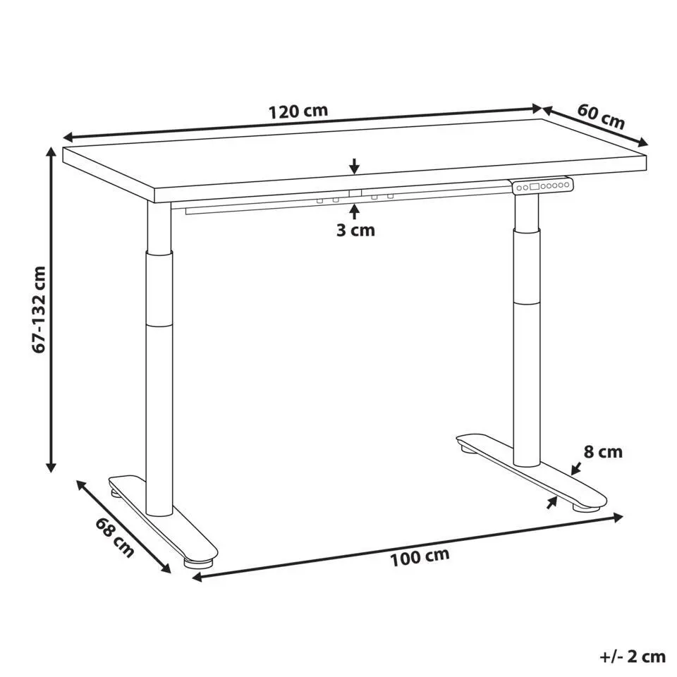 DESTINAS - Elektr bureau - Zwart/Lichtbruin - 120 x 60 cm - Vezelplaat
