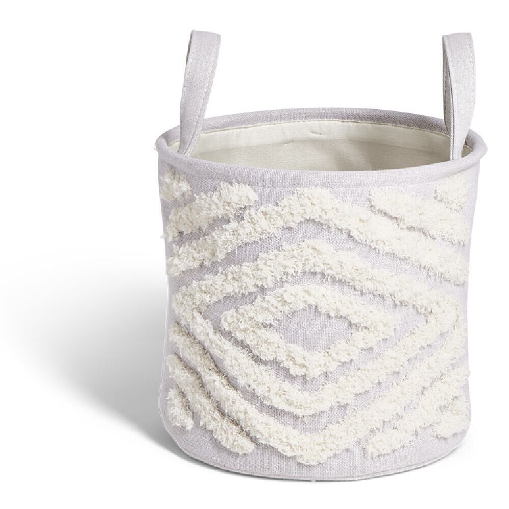 Panière tuftée Ø26xH24cm blanc et beige