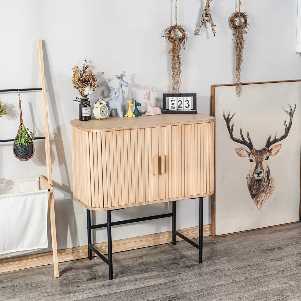 Buffet 2 deuren van hout en metaal