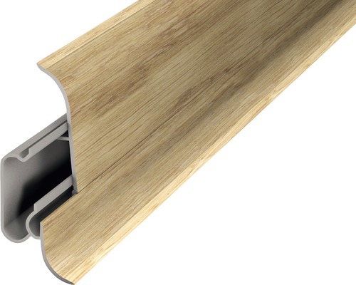 Plint met kabeldoorvoer, rustiek eiken, 60x2500 mm, 2 stuks