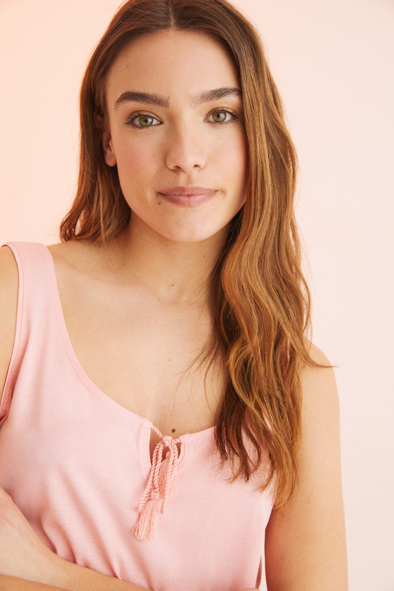 Pijama curto rosa com alças, 100% algodão - rosa