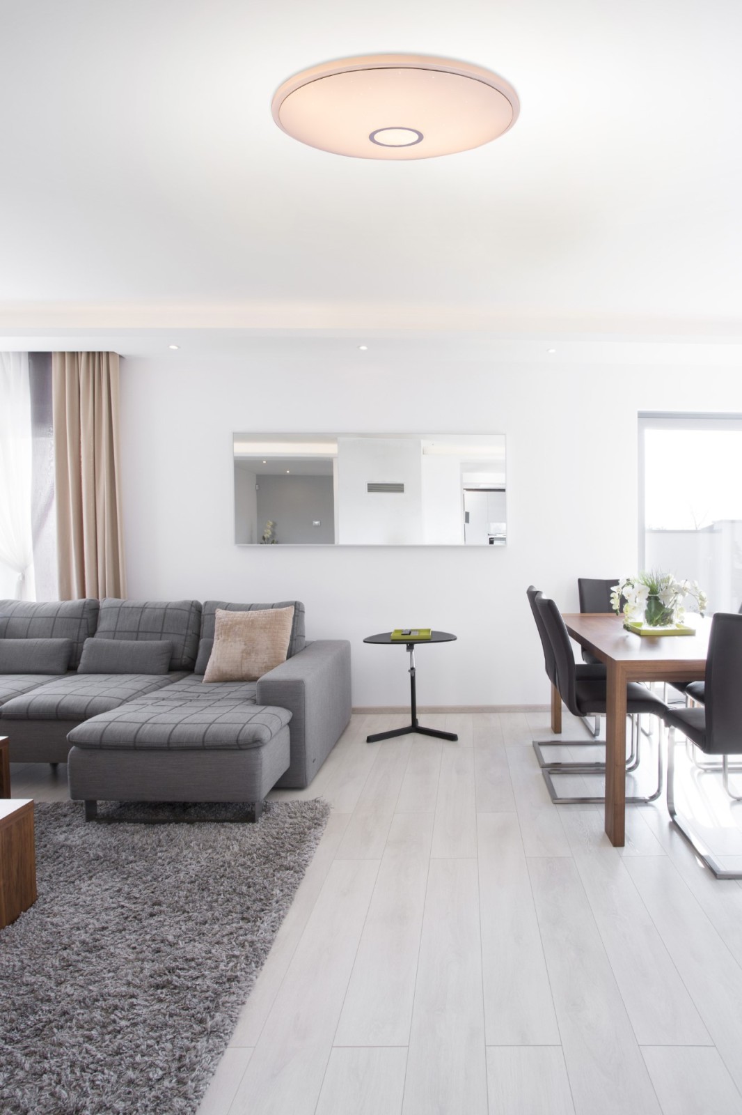 LED-Deckenleuchte - weiß - Chromring - Ø 68 cm