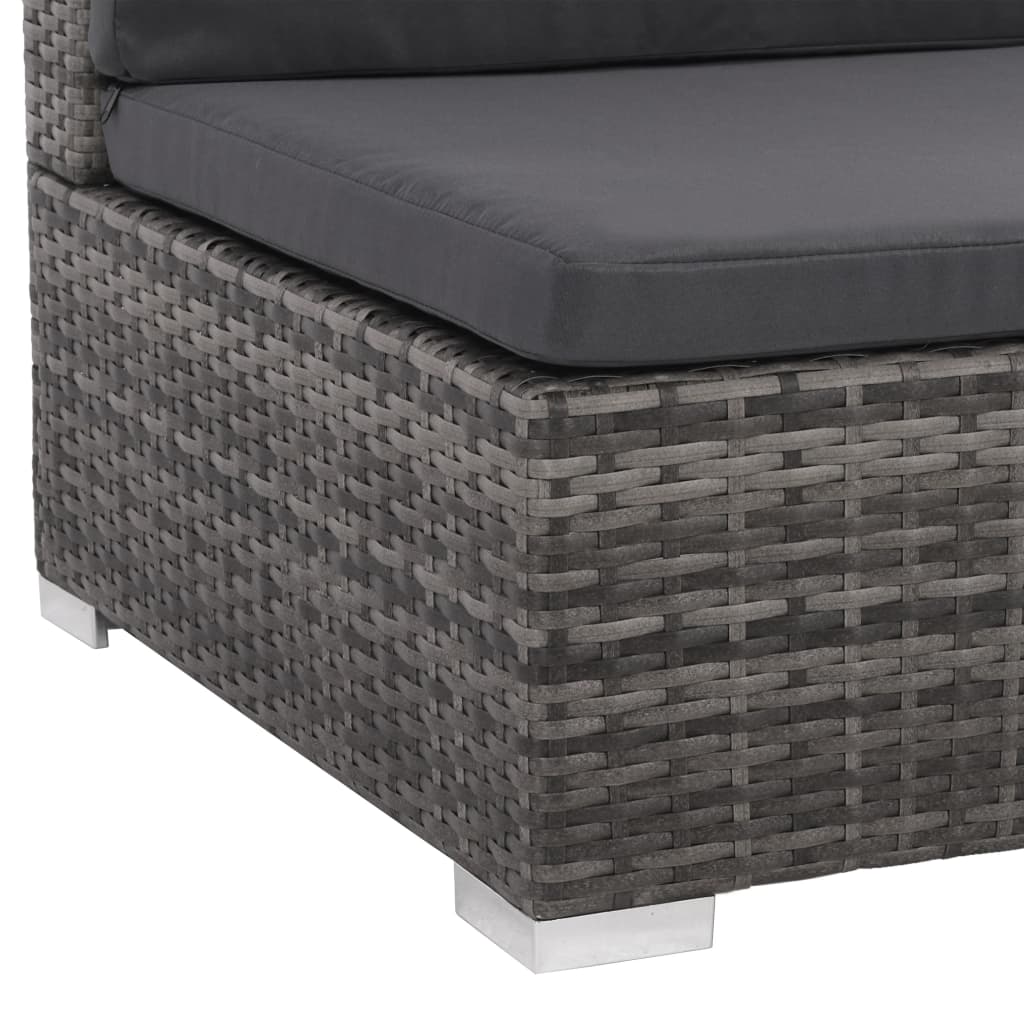 Salon de jardin meuble d'extérieur ensemble de mobilier 6 pièces avec coussins résine tressée gris