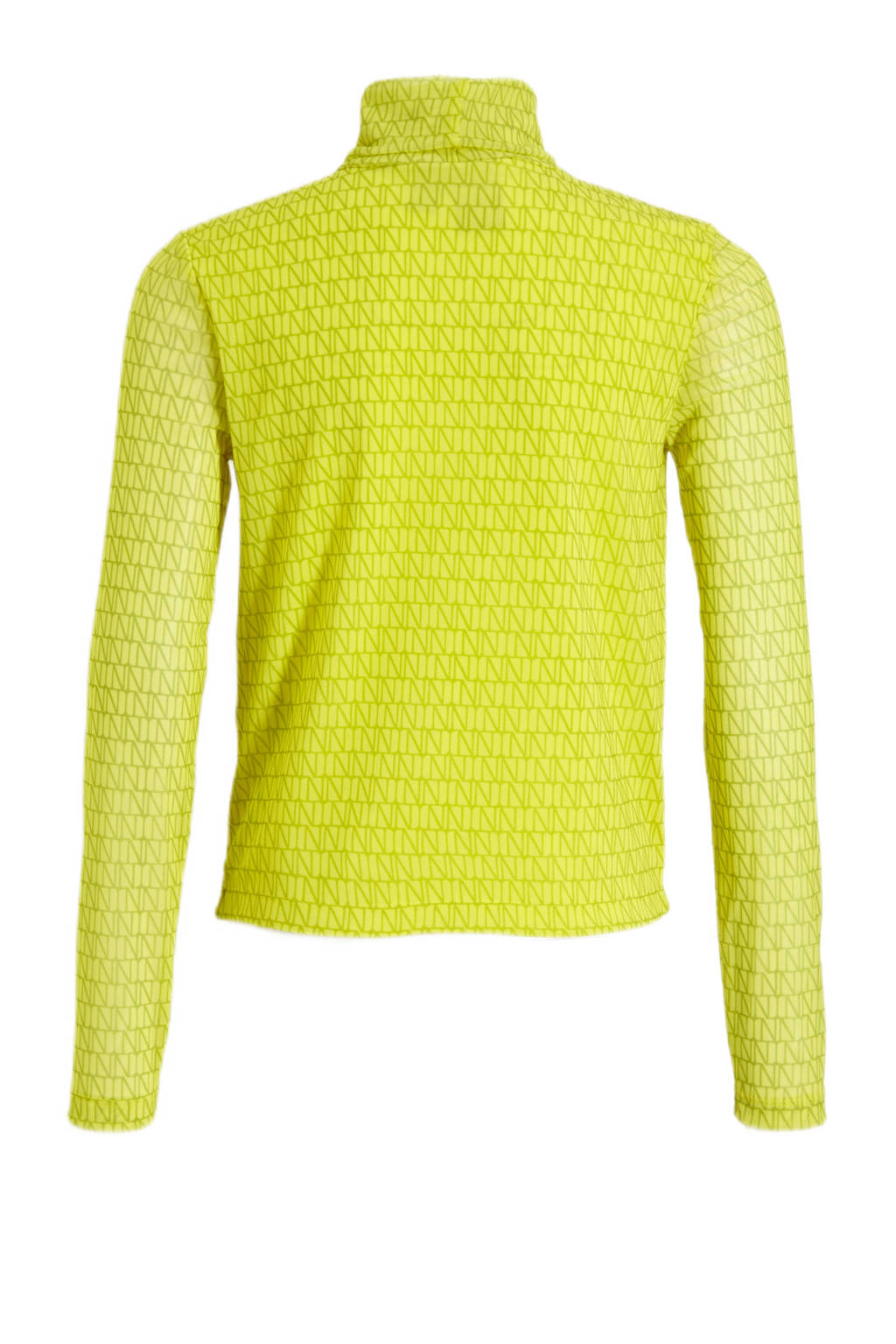 NIK&NIK semi-transparantetop NN met all over print en mesh limegeel