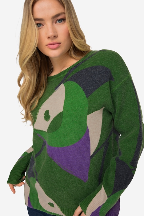 Strickpullover, Langarm, Rundhals,
