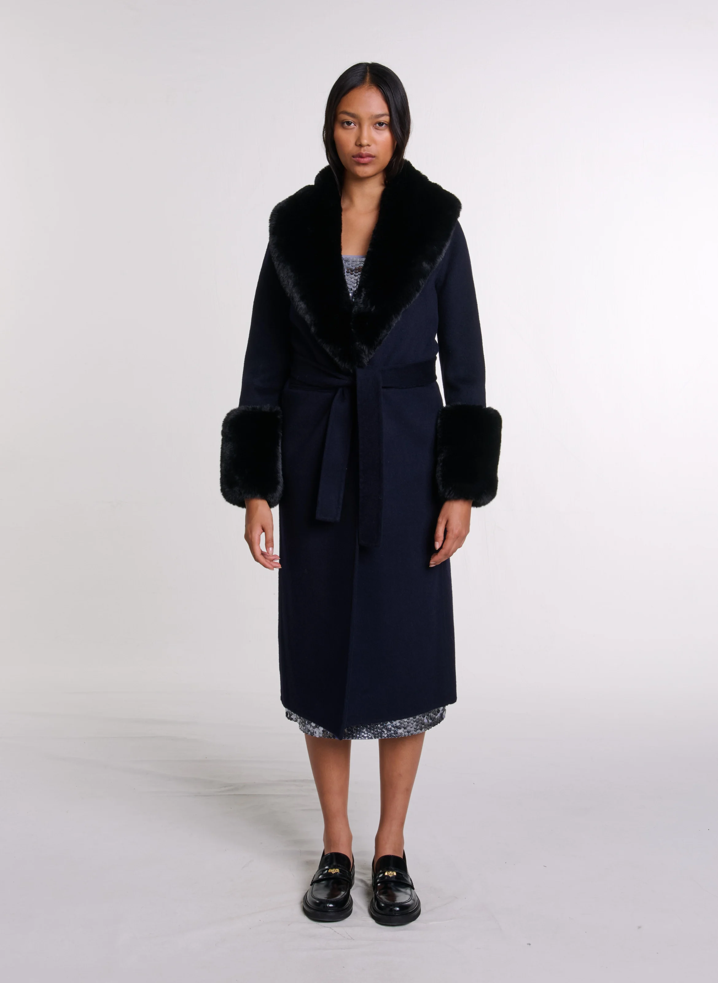 Manteau long double face | Bleu