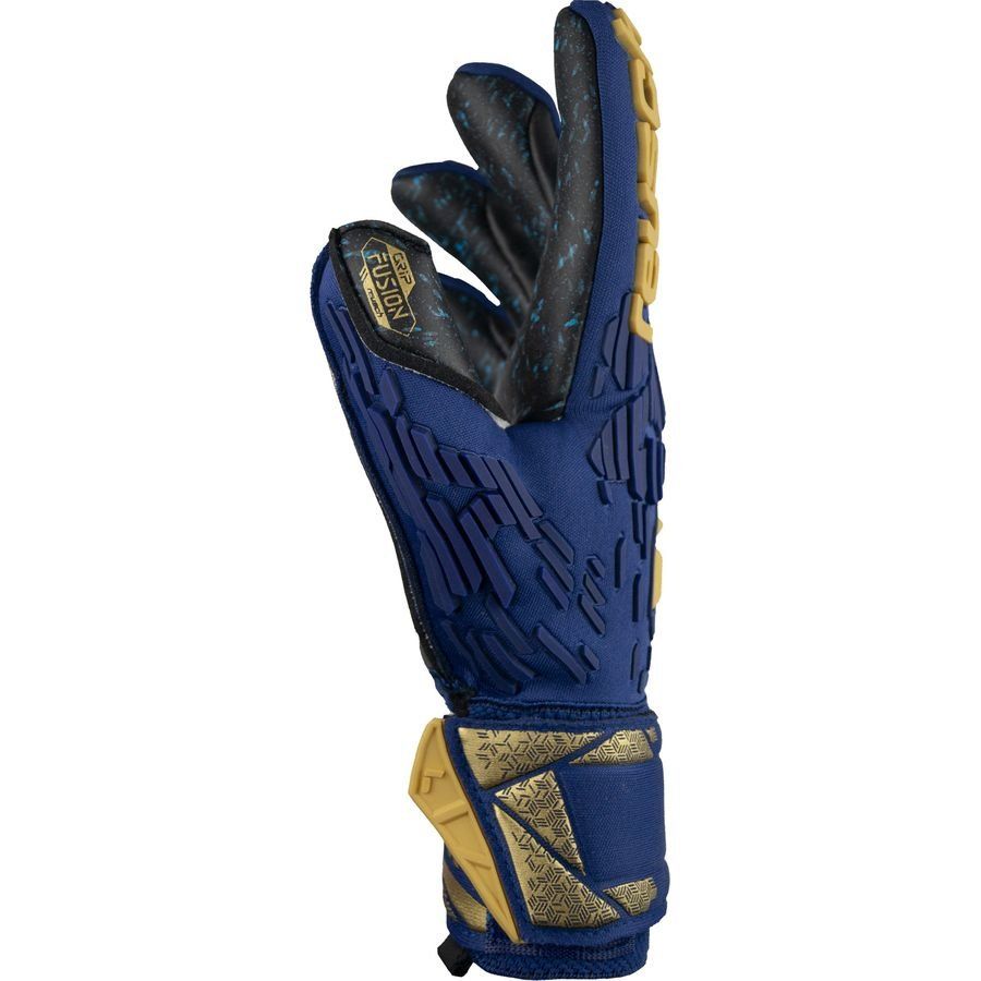 Reusch Gants de Gardien Attrakt FreeGel Fusion Goaliator Night Spark - Bleu/Doré/Noir