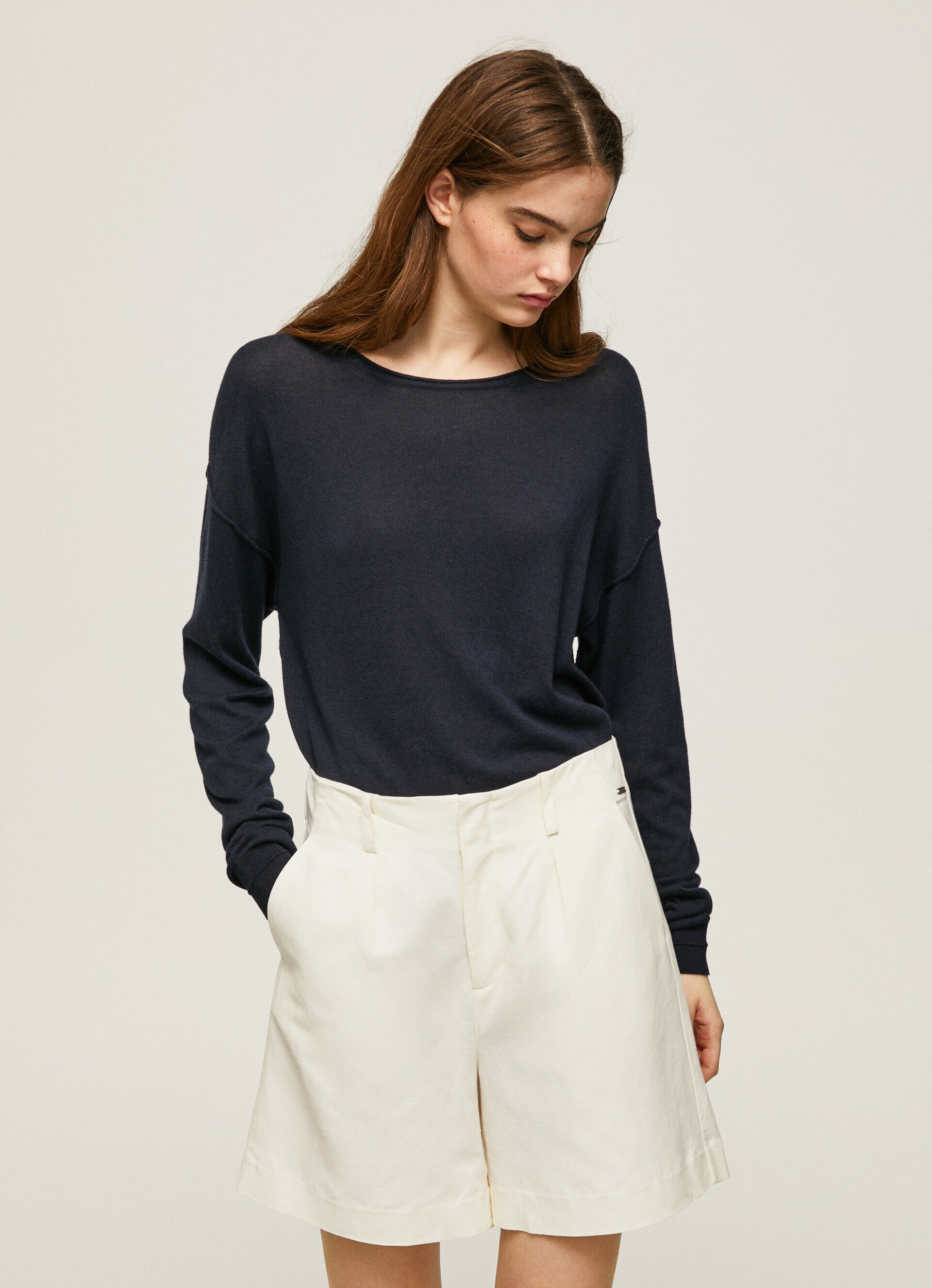 Camisa Jersey Fit Relaxed com Decote Canoa - azul Dulwich