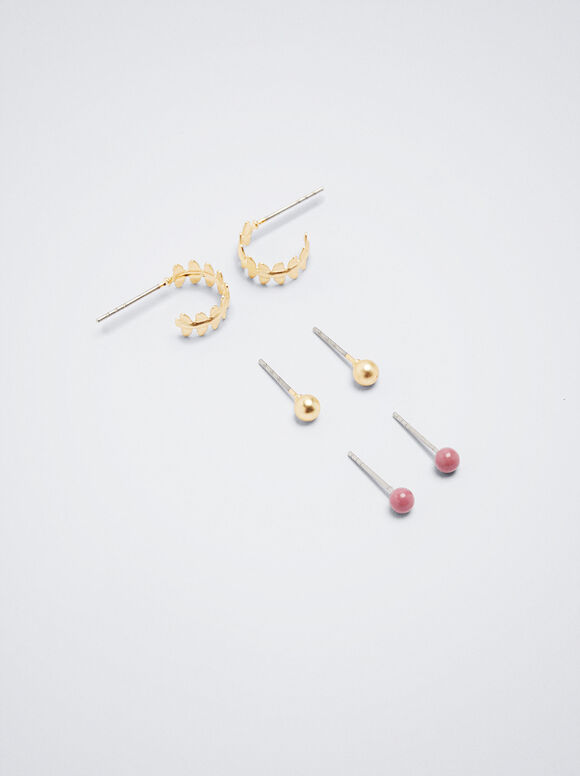 Conjunto de brincos multicoloridos - Rosa