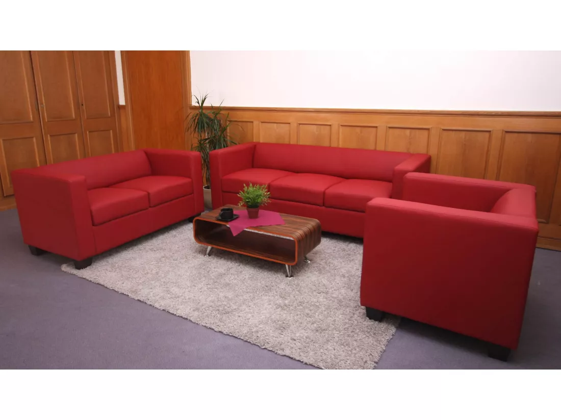 Fauteuil lounge Lille, simili-cuir rouge