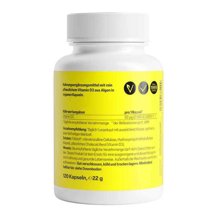 Vitamin D3 2000 I.E. vegan Kapseln, 120 St