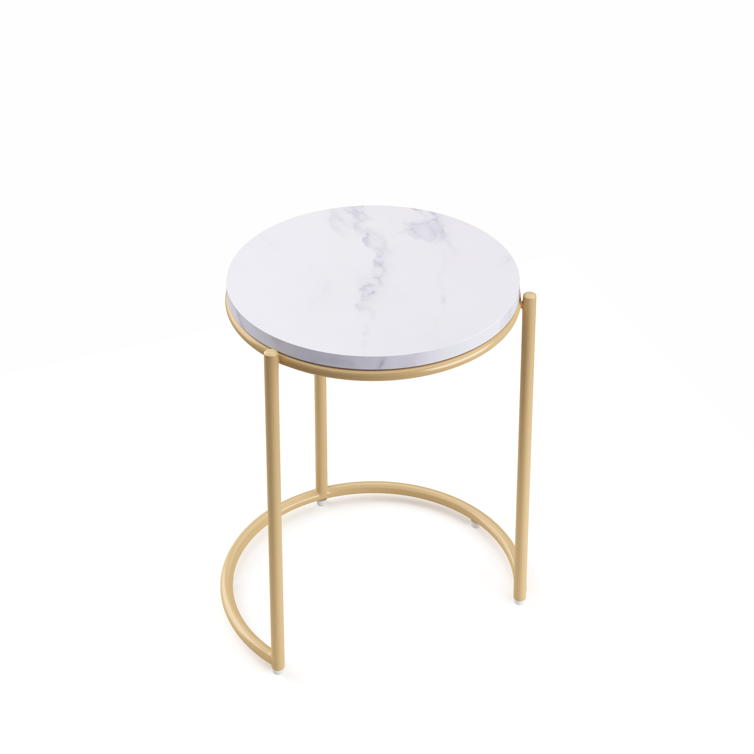 Beistelltisch Metall FINA rund 2-teilig weiss/gold