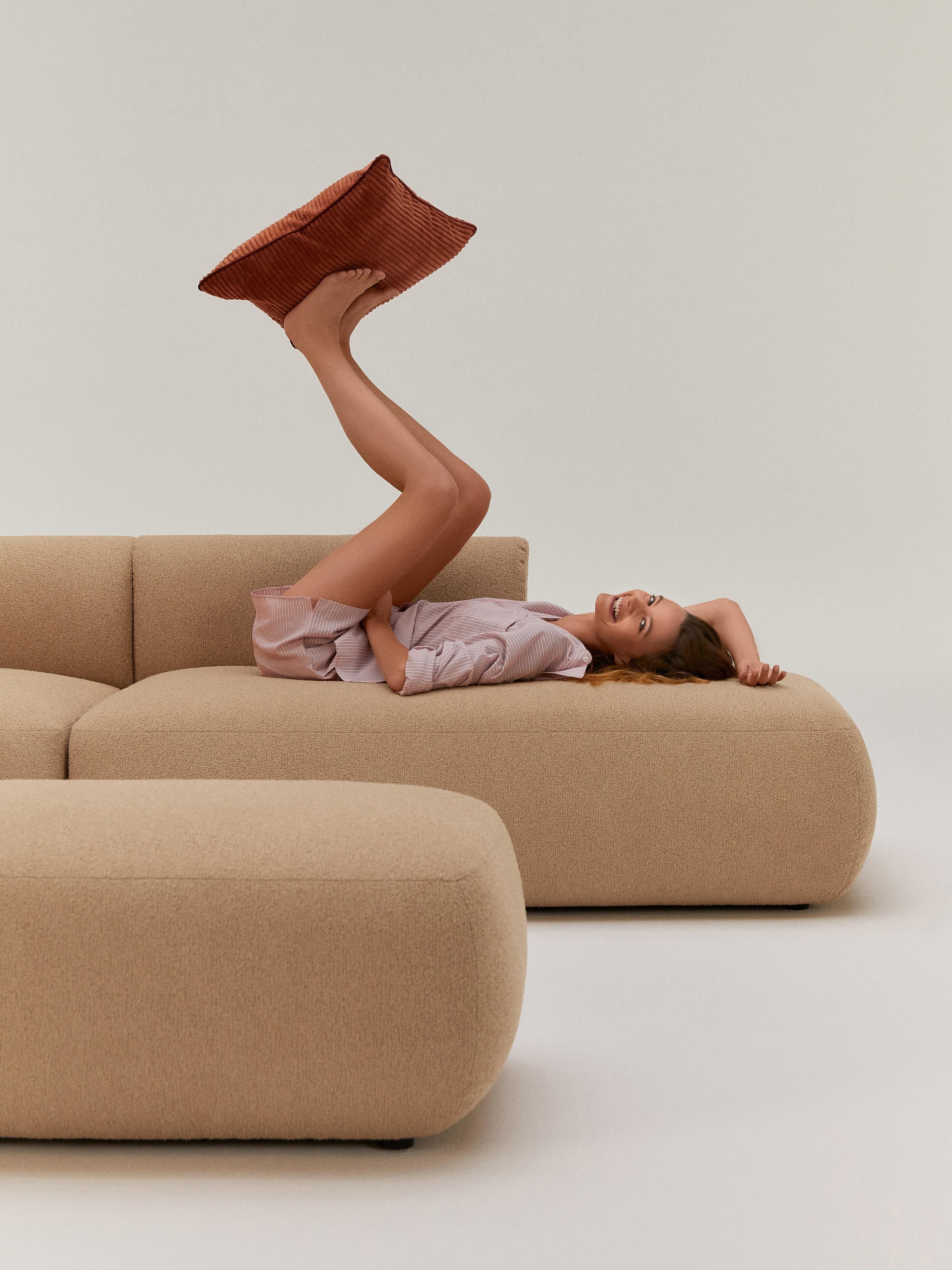Modulaire XL chaise longue Sofia van bouclé stof