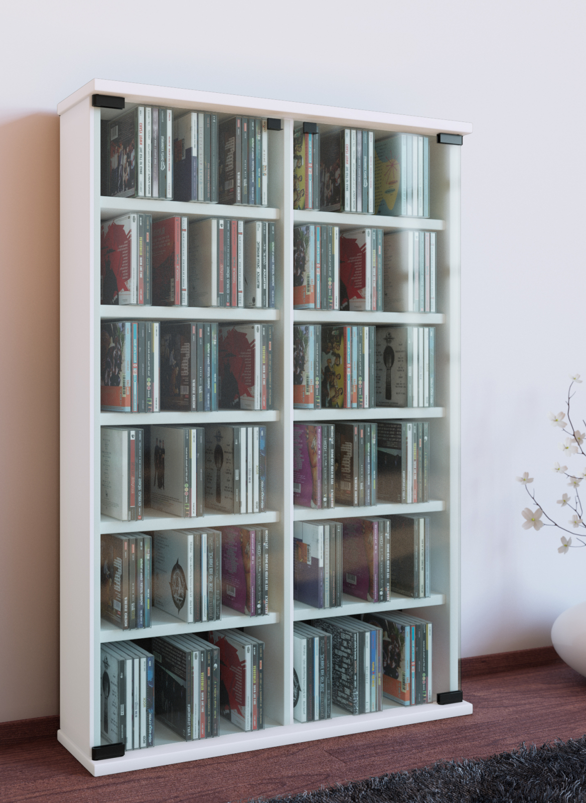 Vitrine - weiß - 60 cm breit - für 300 CDs