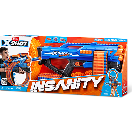 X-Shot Insanity Mad Mega Barrel blaster med 72 pile
