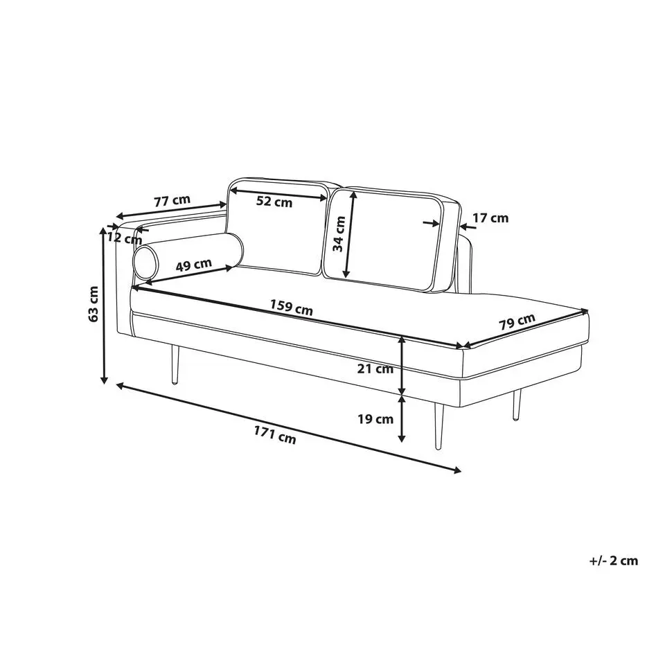 MIRAMAS - Chaise longue - Groen - Linkerzijde - Fluweel