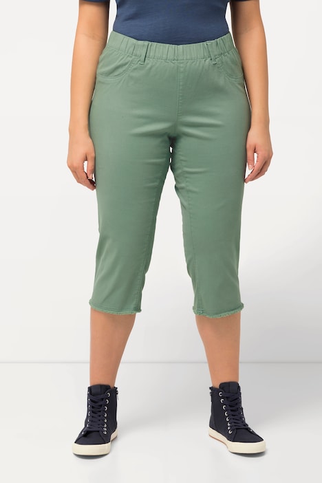 Caprihose Sienna, Fransensaum, schmales Bein, Stretch