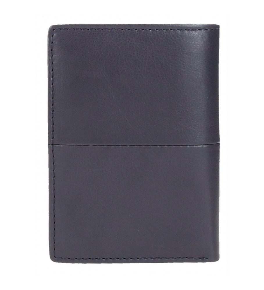 Carteira Pepe Jeans Vertical Cracker em couro com porta-moedas azul marinho