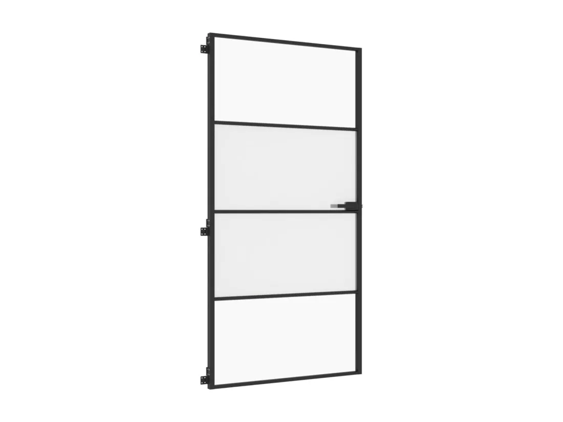 Porte intérieure mince noir verre trempé aluminium