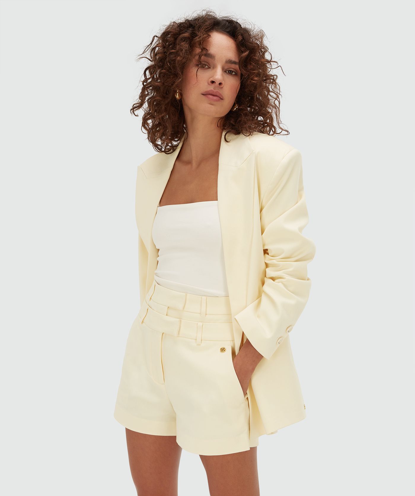 JV-BENSON oversized blazer - butter yellow