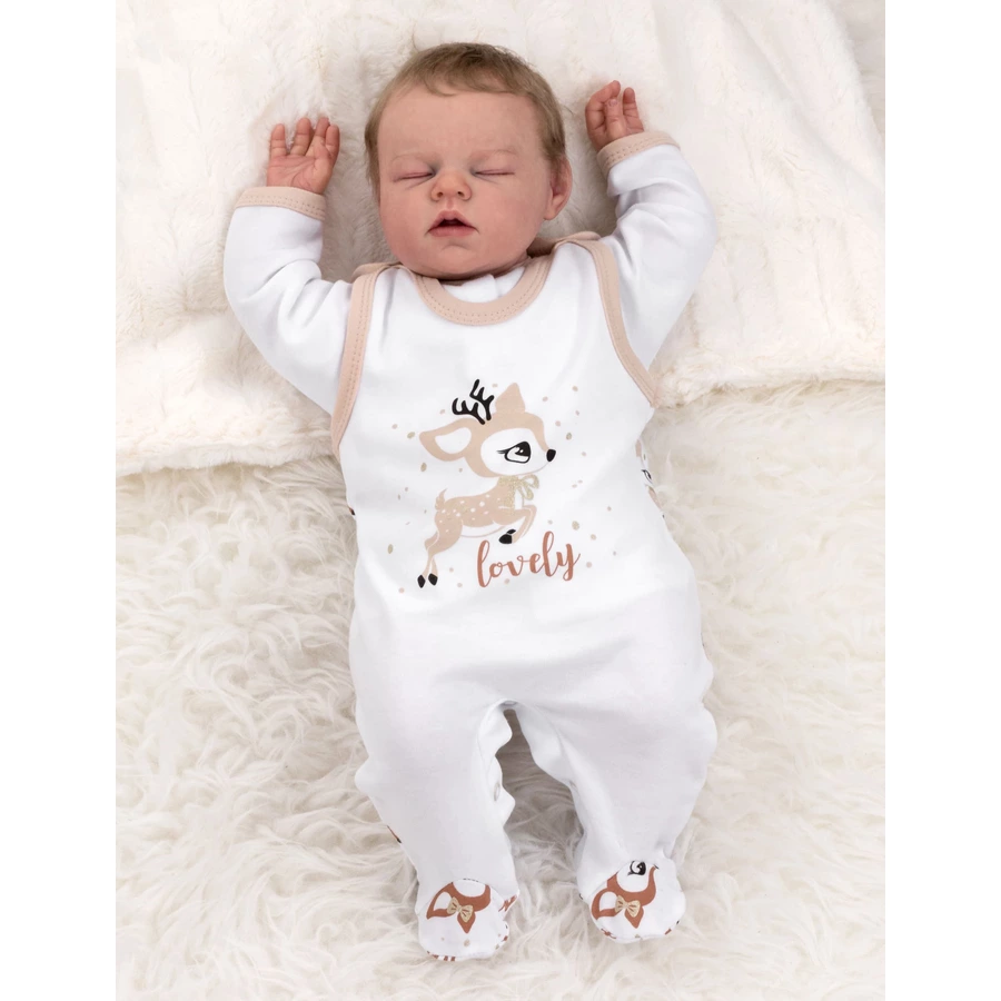 Baby Sweets 2tlg Set Strampler + Shirt Lovely Deer beige weiß