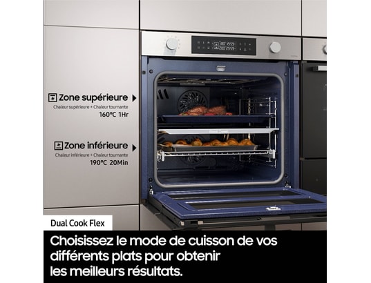 SAMSUNG - Four encastrable pyrolyse NV7B45502AB Dual Cook Flex ,76L, Vapeur naturelle