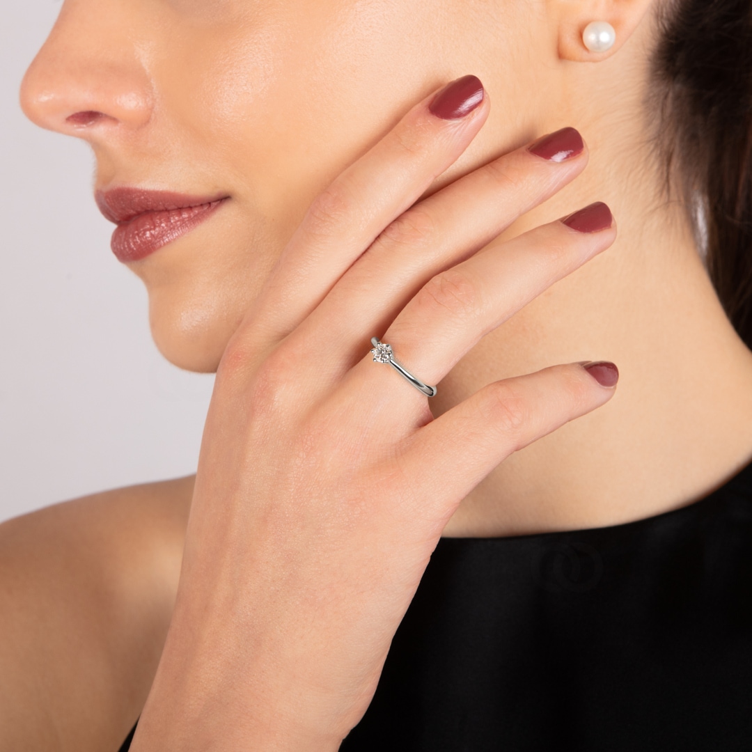 Verlobungsring 750/18 K Weissgold mit Diamant 0.29 ct H/si