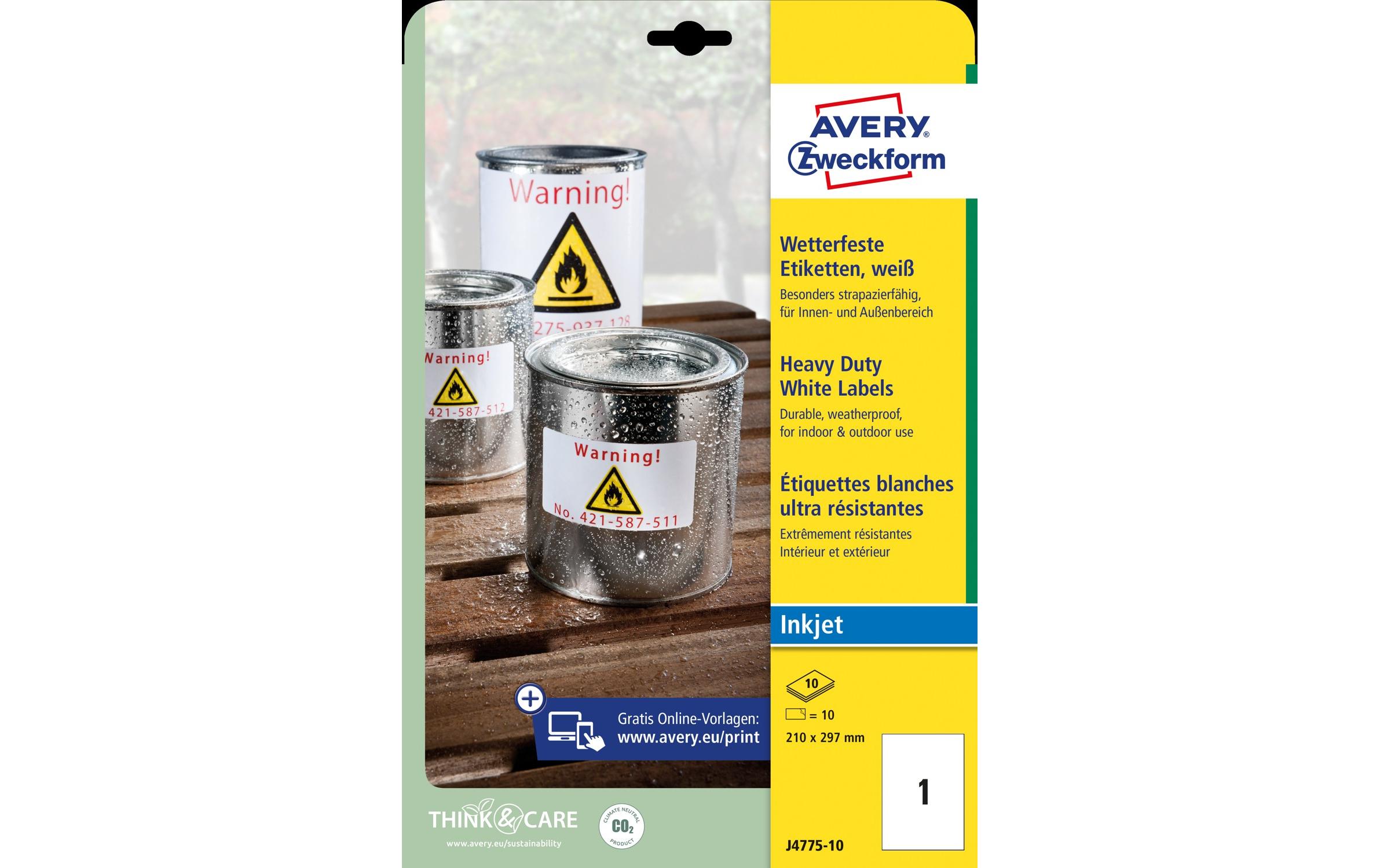 Universal-Etiketten 210 x 297 mm, 10 BlattWetterfeste Etiketten