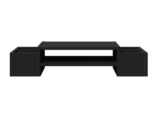 Support de moniteur avec rangement noir bois d'ingénierie